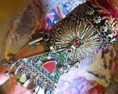 SALE - Enrich Gypsy Jangle Bracelet, Beaded, Baroque, Vintage, Tribal, Key, Silk, Velvet, Antique, Bohemian