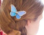 Flower Girl Hair Comb - Real Blue Morpho Butterfly Bridal Hair Comb - MADE to ORDER