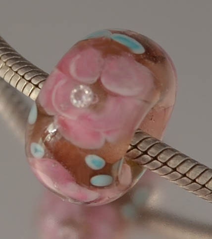 KILLERBEEDZ1 - Sparkling Rose - Big Hole Barrel Bead (European Charm Bracelet)