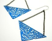 Blue Triangle Earrings