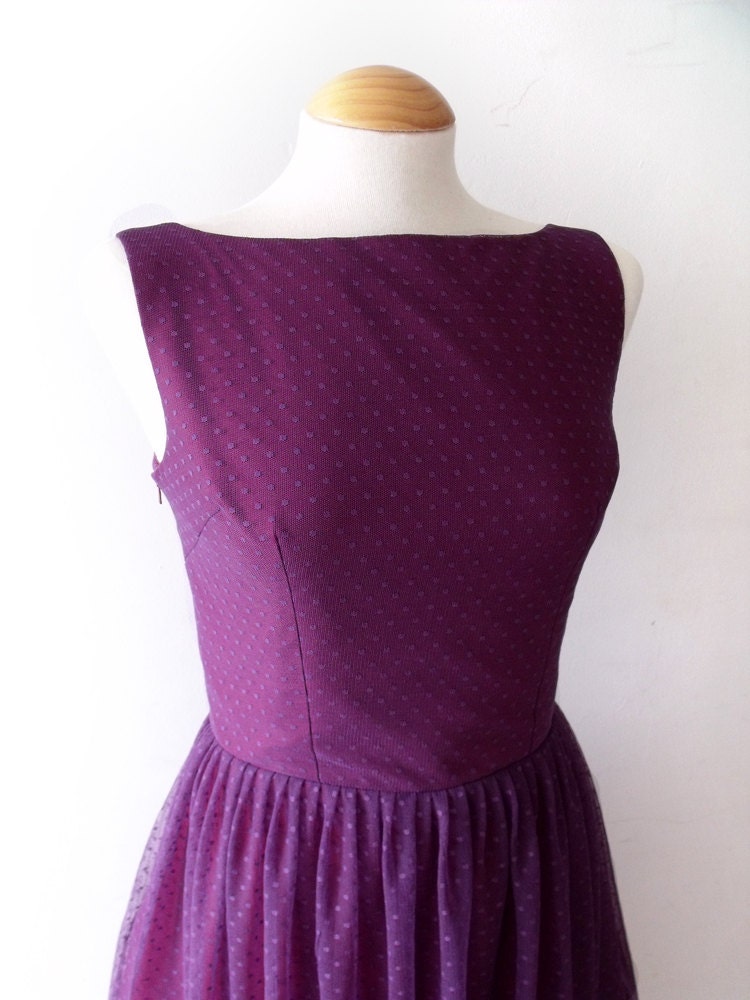 Vintage style bridesmaid dress 50s style polka dot tulle dress