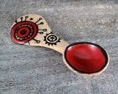 Doodle Spoon - Red and Black Ceramic - Pottery Decorative Spoon - Modern Drawings