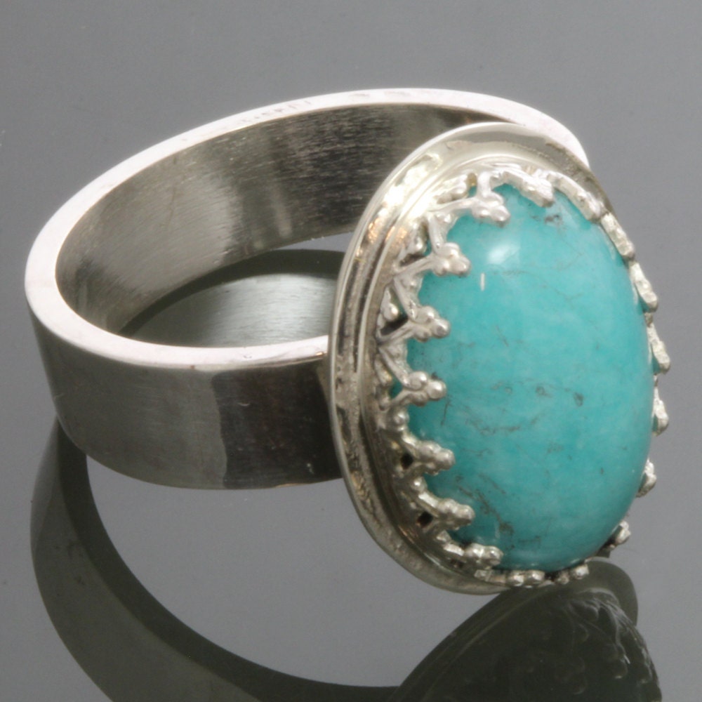 Amazonite Sterling Silver Ring Size 6.5 s13r008