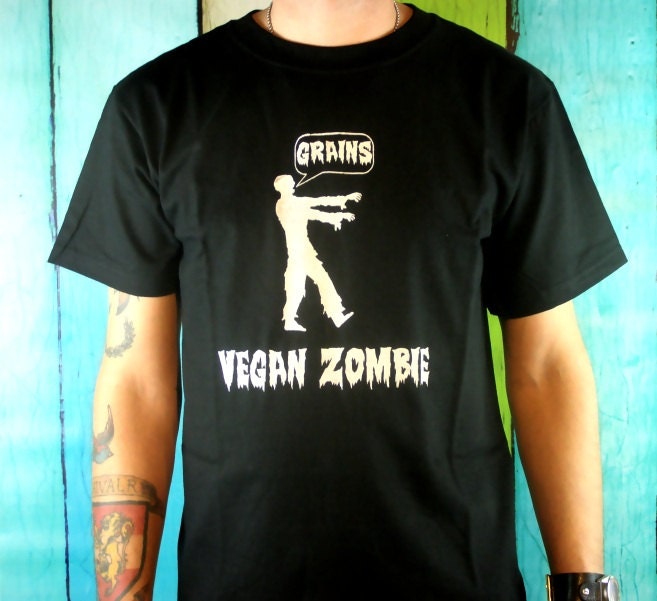 Zombie TShirt Mens - Black Vegan Zombies Fashion Screenprinted Clothing Horror Inspired Graphic