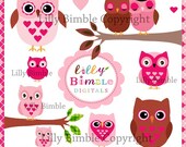 Valentine Owls clipart instant download digital scrapbooking, cards, invites Il_170x135