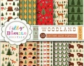 INSTANT DOWNLOAD Woodland Letter size papers 8.5 x 11 hedgehogs, foxes, bears, deer forest Il_170x135