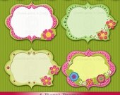 Instant Download, Floral Frames Brackets, Lovely Floral Art Labels, PNG Files, Floral Frame Graphics, Flower Clip Art.