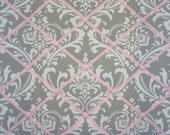 Gray Pink White Damask French Ribbon Memo Board