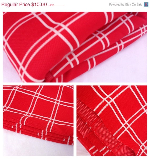 HOLIDAY WEEKEND SALE- Red and White Double Knit- Vintage Polyester