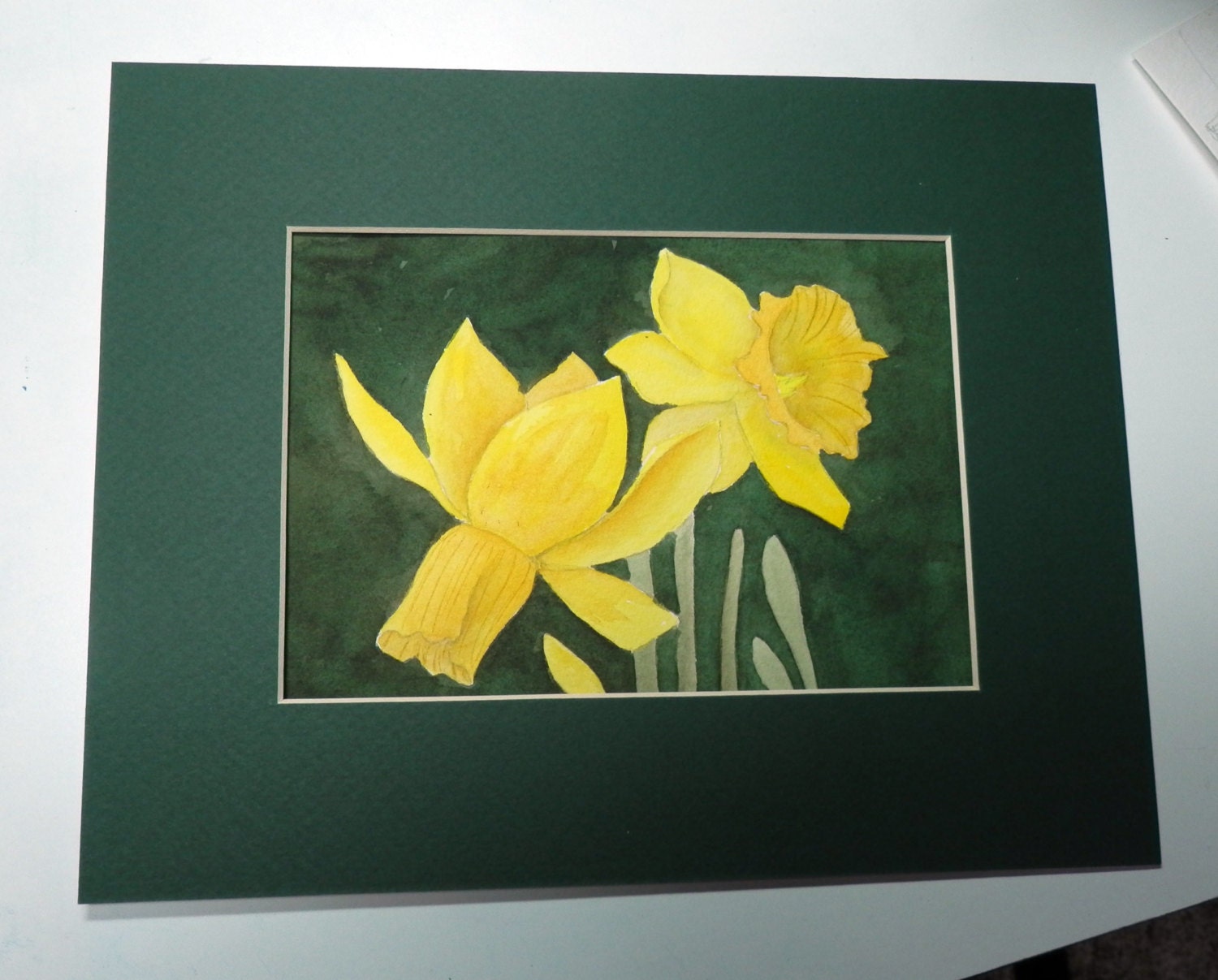floral SFA watercolor DAFFODILS original matted