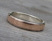 Recycled Sterling Silver and 14k Rose Gold Two-Tone Wedding Band, Affordable and Eco-Friendly, Made to Order