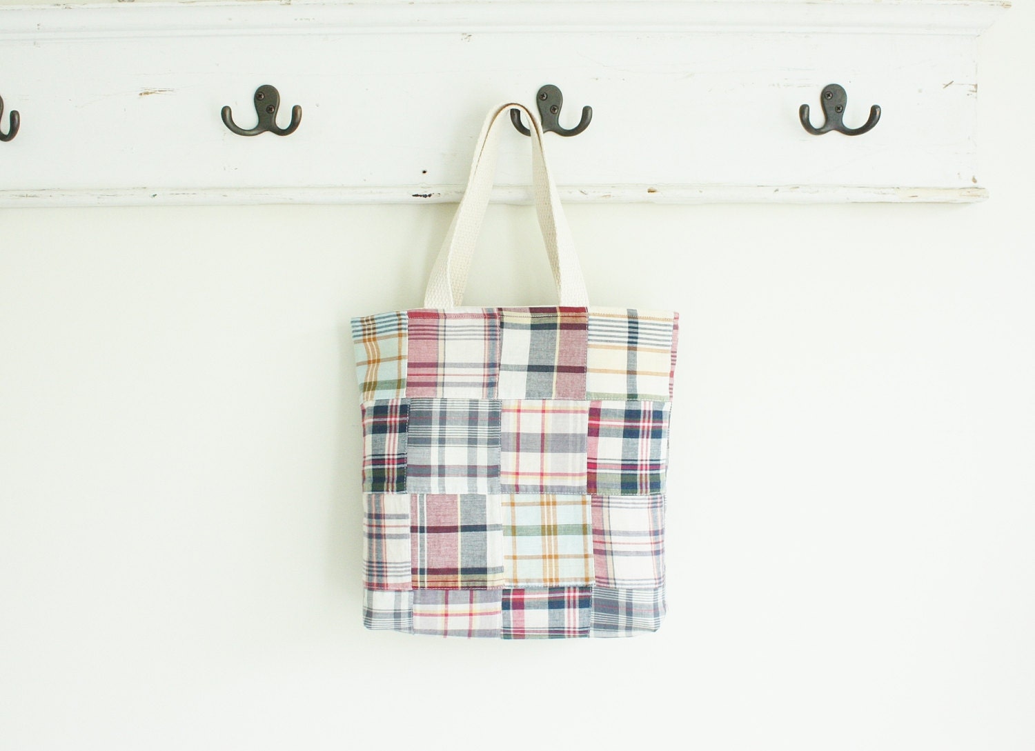 Faded Madras Tote Purse preppy plaid summer