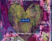 ORIGINAL GRUNGY "Peace" Art Collage Mixed Media