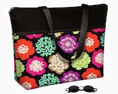 Cute Floral Laptop Tote Bag  /17 inch Laptop Bag with Straps /  17" Laptop Case / Padded / Zippered Top / pink purple green