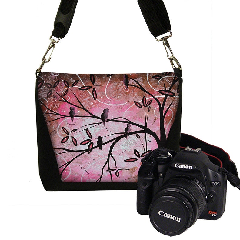Mini Slr Camera Bag Pink DSLR Camera Bag Purse Small Womens Camera Bag Case Water Resistant Cherry Blossom Birds MADART