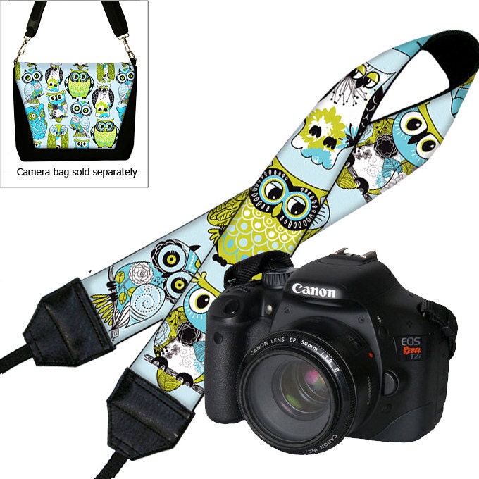 SALE Owl Camera Neck Shoulder Strap for Women Dslr Padded Camera Strap SLR Padded Strap Travel Camera Strap  blue green (RTS)
