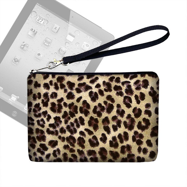 SALE Leopard iPad Mini Case Sleeve Cheetah iPad Mini Cover  Women's iPad Mini Wristlet Purse Kindle Fire Animal Print brown black