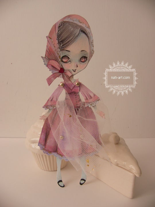 Olivia, A 19th century Lady - OOAK Original Hand Painted Paper Doll by Natalia Pierandrei