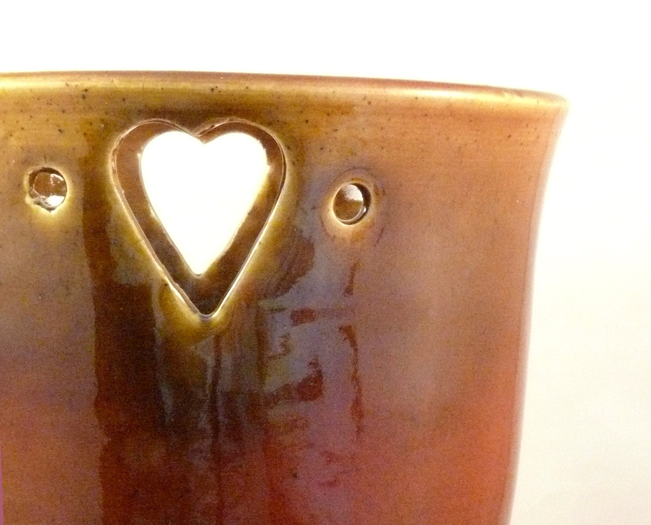 Desert Sunset Vase / Red ceramic art vessel with hearts