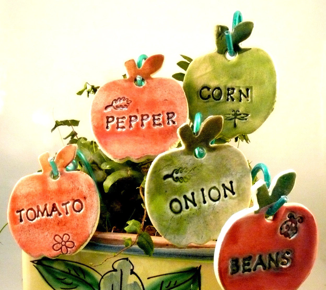8 Herb and Plant Garden Markers Ready2Ship / Ceramic Identification Tags / Great Father's Day Gift