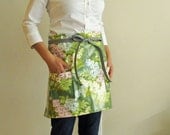 Waterproof apron - spring flowers on green