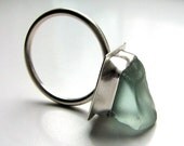 Peak sterling silver and sea foam green beach glass ring - size 6 1/2 (OOAK)