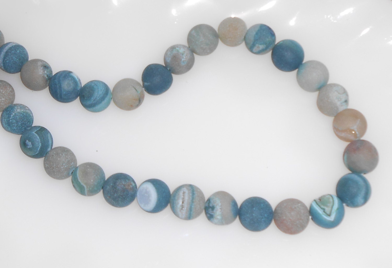 Natural Green Druzy Agate 12mm Round Beads, Half Strand