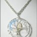 Rainbow Moonstone Full Moon Tree of Life Pendant Sterling Silver Wire Wrapped Opalite (Luna Lunar Night Sky Mystical)