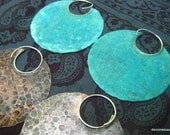 Instant Collection-  2 pairs of extra large blade tribal hoop earrings (verdigris & copper)