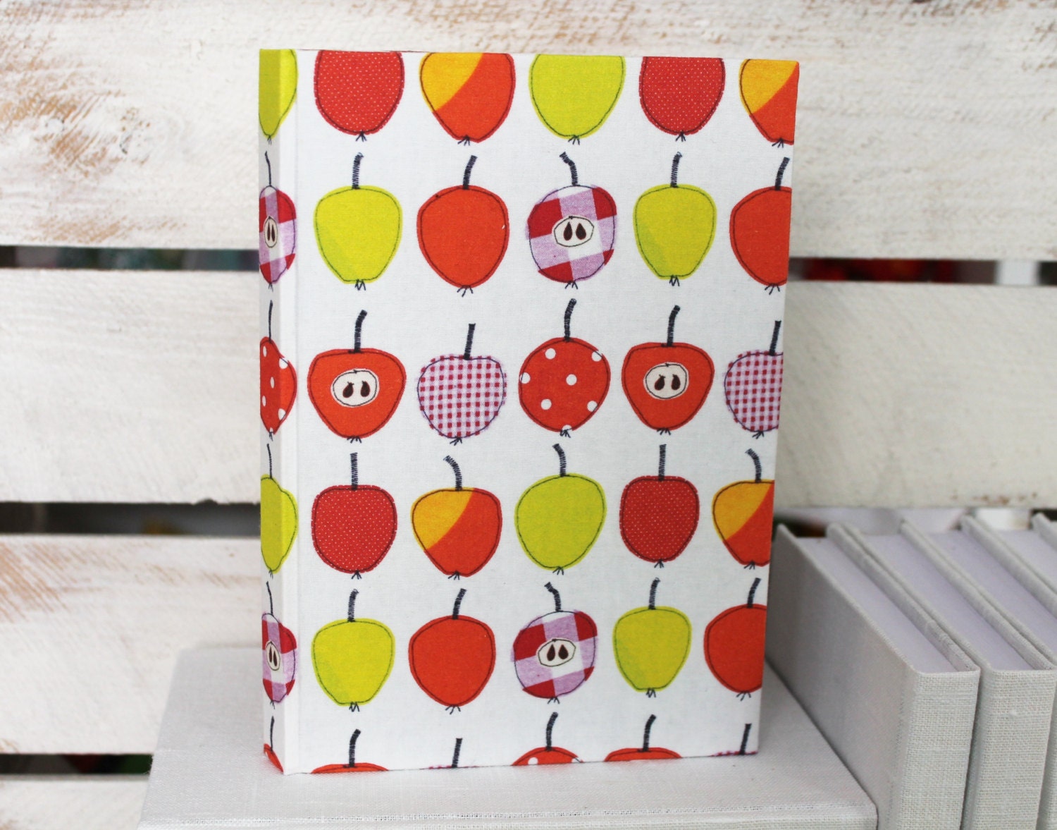 Bound notebook fabric cover - Syko apples