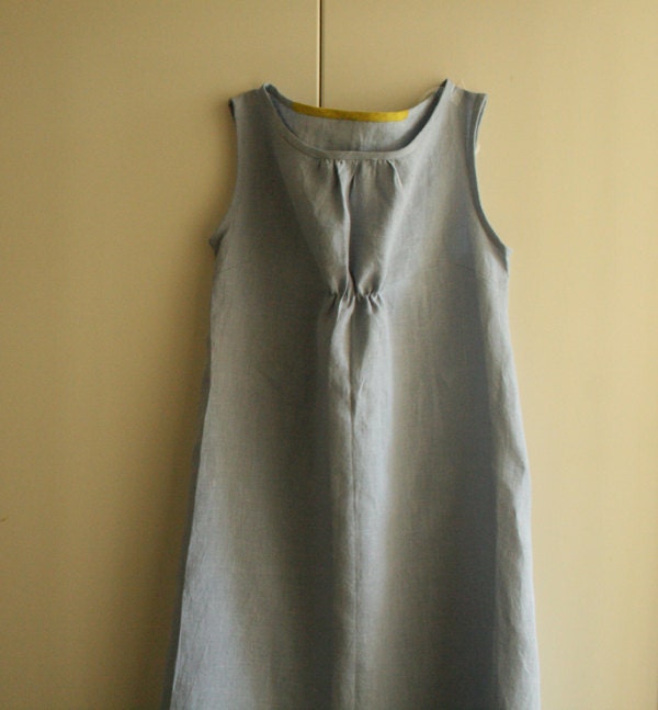 gathered LINEN DRESS womens clothing. maternity . eco. summer spring. handmade by pamelatang