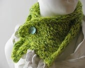 NEON Yellow Green hand knit scarflette