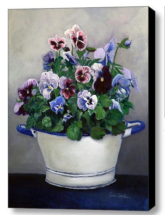 Pansies Painting - Floral Canvas Print 18x24in