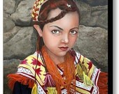 Pakistani Girl Portrait - Figurative Hand Embellished Limited Edition Canvas Print