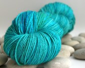 Merino Wool Silk Hand Dyed Yarn - Fingering Weight, Almost Solid 440yds - Memento