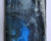 Blue Galaxy Watercolor Painting Paper Necklace OOAK