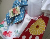 Purse - Vintage Inspired Red Polka Dotted Tote Bag - Tote Bag - Book Bag  - Market Bag - Computer Bag - Decorator Fabric - Library Bag