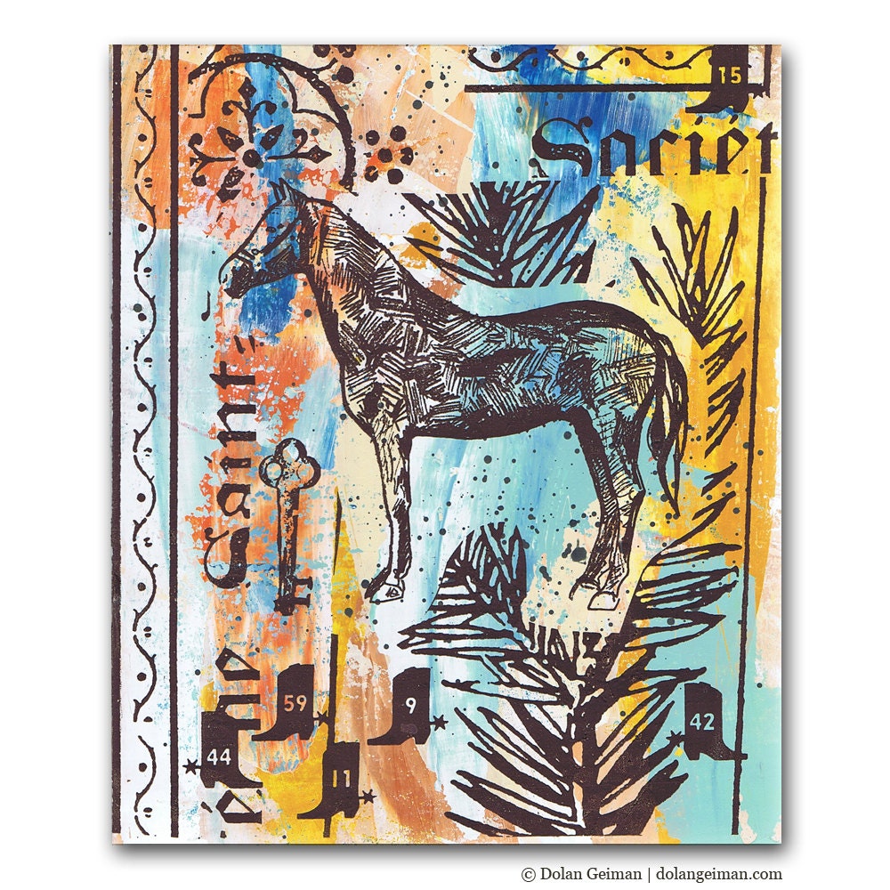 Southwestern Horse Painting on Wood, Colorful Pale Rainbow, Fresh Spring Finds, Country Western Wall Decor