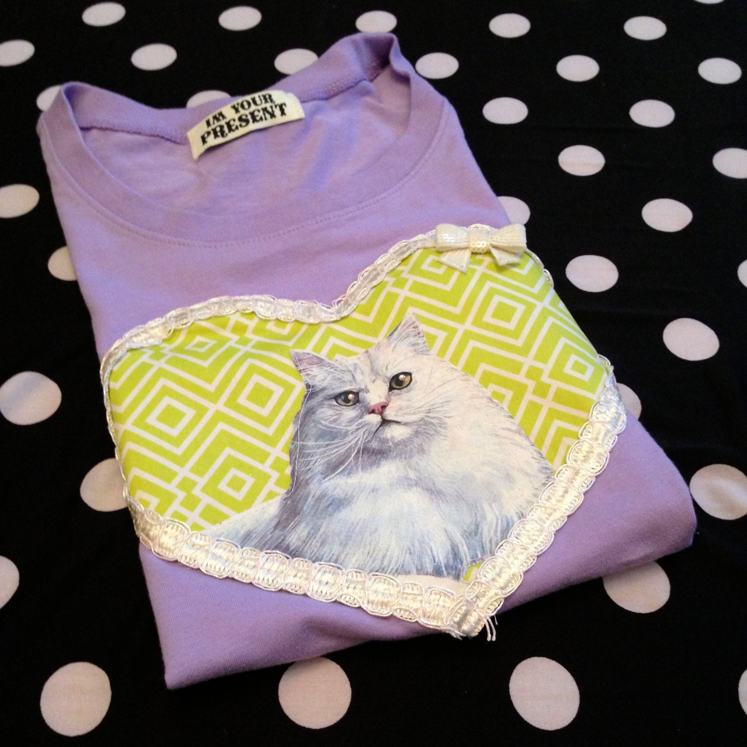 Lavender Cat Applique Tee