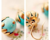 Turquoise Dangle Ball Bead Earrings