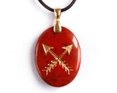 Crossed Arrows Necklace - Native American Symbol of Friendship - Engraved Stone Pendant