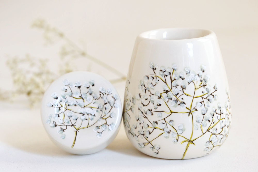 ready to ship - Hand Painted Herb Pod - Baby's Breath Collection