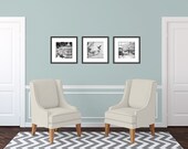 Fine Art Photography 3 8x8 Prints Winter Black & White Zen Garden Modern Wall Decor, Home Decor