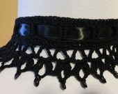 Black Lace Victorian Steampunk Victorian Mourning Noir Vampire Crochet Choker Beaded Necklace Pagan Fairy