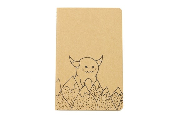 Mountain Monster Notebook Screen Printed Pocket Moleskine Cahier