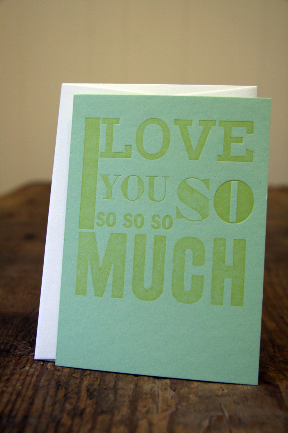 I love you so so so so much: Letterpress Flat Card & Envelope (1ct)