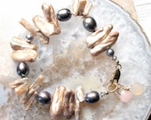 Sandstone, Black and Tan Freshwater Pearl Bracelet