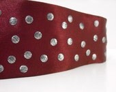 WINE Studded Headband Silk 2 Inch Skinny Soft Fabric Hair Accessory