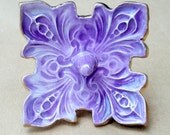 Ceramic Ring Holder Bowl Purple fleur de lis