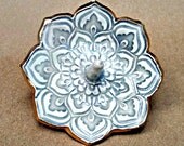 Lotus Ceramic Ring Holder Bowl Pearl Gray gold edged